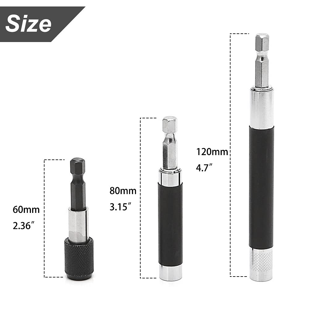 Saipe Magnetic Screw Drive Guide Drill Bit Tip Holder Screwdriver Bit Holder Drill Bit Extension Bar Drill Screw Adapter with 1/4 Inch Hex Shank, Set of 3