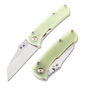 kansept mian street folding pocket knife 7.92in folding pocket knives with 3.36in stonewashed 154cm material and jade g10 handle for outdoor, tactical, survival t1015b1