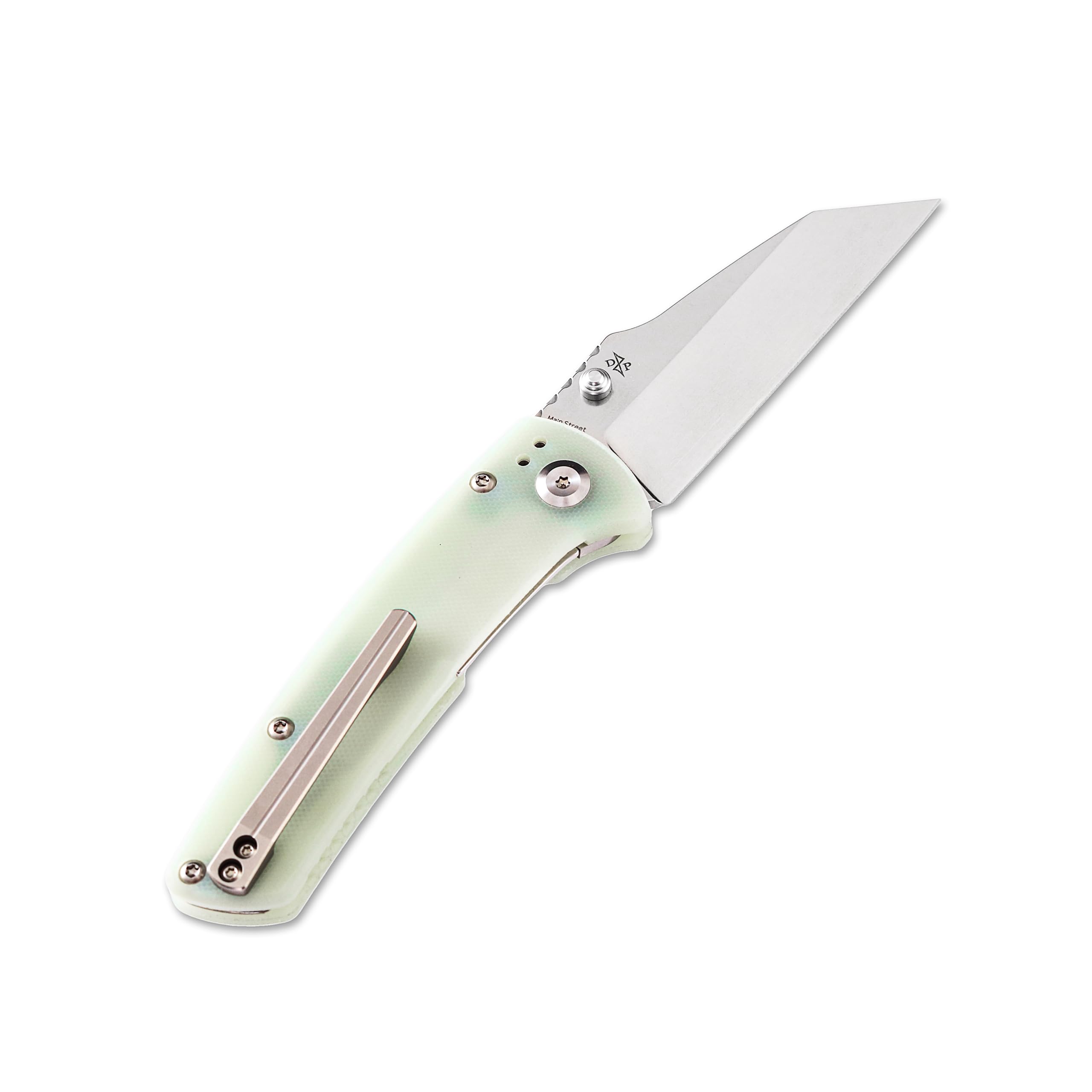 KANSEPT Mian Street Folding Pocket Knife 7.92in Folding Pocket Knives with 3.36in Stonewashed 154CM Material and Jade G10 Handle for Outdoor, Tactical, Survival T1015B1