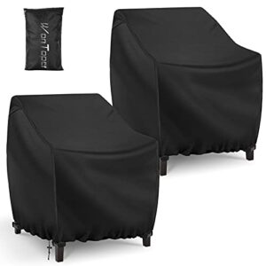 wontoper patio chair covers, waterproof 600d heavy duty outdoor lawn furniture covers 2 pack, black (35''wx38''dx31''h)