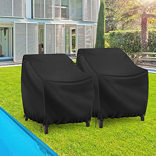 WonToper Patio Chair Covers, Waterproof 600D Heavy Duty Outdoor Lawn Furniture Covers 2 Pack, Black (35''Wx38''Dx31''H)
