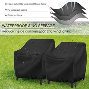 WonToper Patio Chair Covers, Waterproof 600D Heavy Duty Outdoor Lawn Furniture Covers 2 Pack, Black (35''Wx38''Dx31''H)