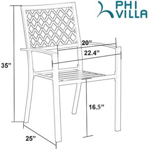 PHI VILLA Metal Patio Outdoor Dining Chairs Set of 4 Stackable Bistro Deck Chairs for Garden Backyard Lawn, Black