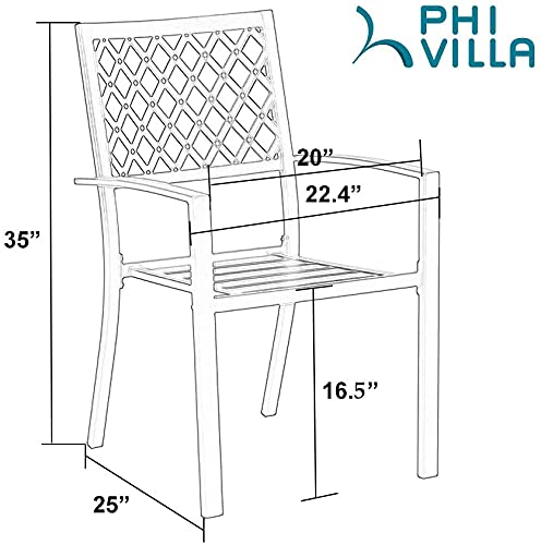 PHI VILLA Metal Patio Outdoor Dining Chairs Set of 4 Stackable Bistro Deck Chairs for Garden Backyard Lawn, Black