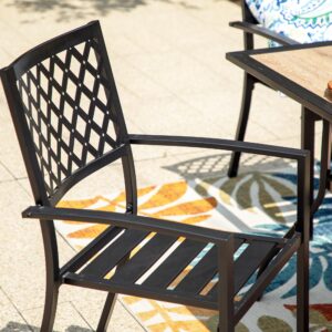 PHI VILLA Metal Patio Outdoor Dining Chairs Set of 4 Stackable Bistro Deck Chairs for Garden Backyard Lawn, Black