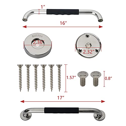 16-Inch Grab Bars,Grab Bars for Bathtubs and Showers,Shower Handles for Elderly,with Anti Slip Rubber Grip,304 Stainless Safety Bars for Howers and Walls