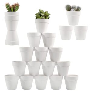 sderoq 3.14 inch terracotta pots - 22pack clay flower pots with drainage hole, succulent nursery pot/cactus plant pot. great for plants, crafts, wedding favorn, diy production (white)