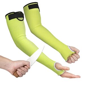 oristout cut resistant gardening sleeves with tumb hole, protective arm sleeves for yard work, kitchen, arm guards for biting, pet grooming, gardening gifts for women, green, 1 pair