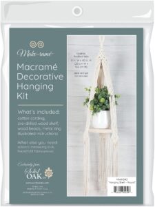 solid oak macrame kit shlf, hanging shelf-bohemian round