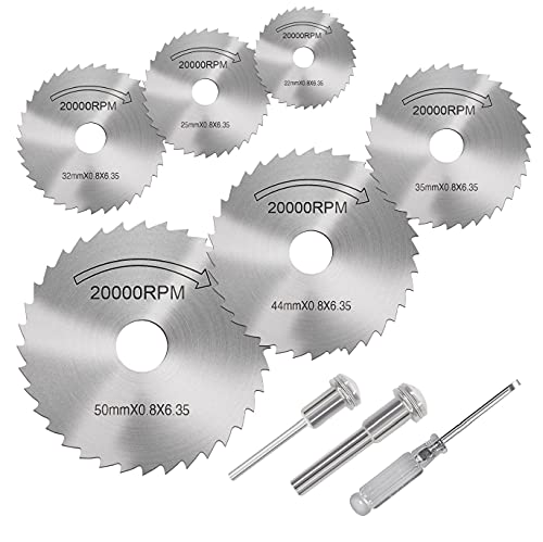 Cutting Wheel Set for Drills Rotary Tool, 8Pcs HSS Rotary Drill Saw Blades Steel Saw Disc Wheel Cutting Blades with 1/8" Straight Shank Mandrel, one Screwdriver(Power Tools are not Included)