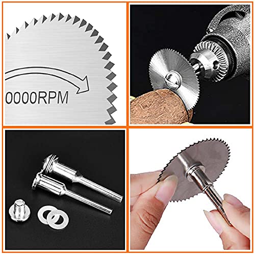 Cutting Wheel Set for Drills Rotary Tool, 8Pcs HSS Rotary Drill Saw Blades Steel Saw Disc Wheel Cutting Blades with 1/8" Straight Shank Mandrel, one Screwdriver(Power Tools are not Included)