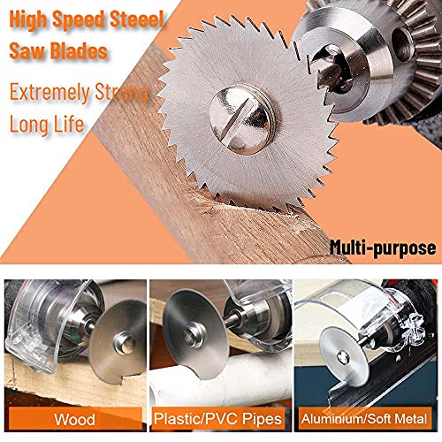 Cutting Wheel Set for Drills Rotary Tool, 8Pcs HSS Rotary Drill Saw Blades Steel Saw Disc Wheel Cutting Blades with 1/8" Straight Shank Mandrel, one Screwdriver(Power Tools are not Included)