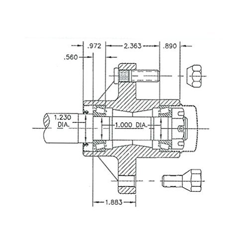 Rigid Hitch Incorporated Trailer Hub Kit (BT-100-F) 4 Bolt on 4 Inch Circle - Fits 1" and 1-1/16" Spindle