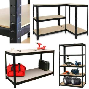 Jupitor Shelving Units for Storage Garage Bathroom 5 Tier Storage Garage Racking Shelves Heavy Duty 175KG Per Shelf 875KG Capacity, for Warehouse Shed Office Workshop Black - 150cm x 75cm x 30cm