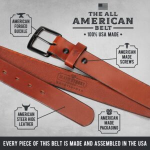 Main Street Forge All American Leather Belt | Made in USA | Men's Heavy Duty Work Belt | Brn-38