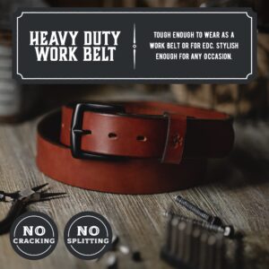 Main Street Forge All American Leather Belt | Made in USA | Men's Heavy Duty Work Belt | Brn-38