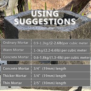 UPTTHOW Fiberglass for Cement Mortar Concrete Reinforcement Anti-Seepage and Anti-Cracking Cement Mix for Building Walls Garden Floor 3/4"(19MM)-1lb