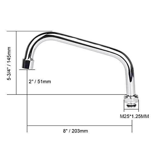 TNROTED 8 Inch Faucet Swivel Spout Replacement Kit for Commercial Kitchen Sink Faucet, 360° Commercial Faucet Swivel Spout with 2.2 GPM Aerator, Chrome Finish