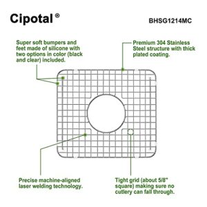 CIPOTAL 12 in. x 13.6 in. Centre Drain Sink Bottom Grid with Supersoft Silicone Feet in 304 Grade Stainless Steel