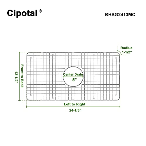 CIPOTAL 24.1 in. x 12.5 in. Centre Drain Sink Protector with Supersoft Silicone Feet in 304 Grade Stainless Steel