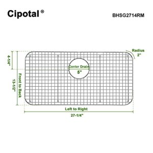 CIPOTAL 27.2 in. x 13.5 in. Rear Drain Kitchen Sink Bottom Grid with Supersoft Silicone Feet in 304 Grade Stainless Steel