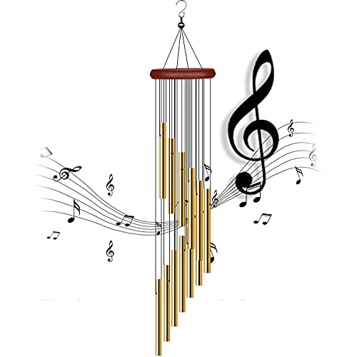 Pgzsy Wind Chimes for Outside, Sympathy Wind Chimes Outdoor Clearance with 12 Aluminum Alloy Tubes and Hook, Memorial Wind Chimes Outdoor