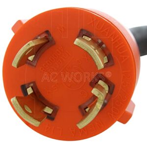 AC WORKS 30Amp 4 Prong 125/250Volt L14-30P Locking Plug to L14-20R 20Amp 4 Prong 125/250Volt Locking Female Generator Adapter (Flexible)