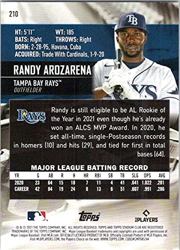 2021 TOPPS STADIUM CLUB #210 RANDY AROZARENA RAYS BASEBALL MLB