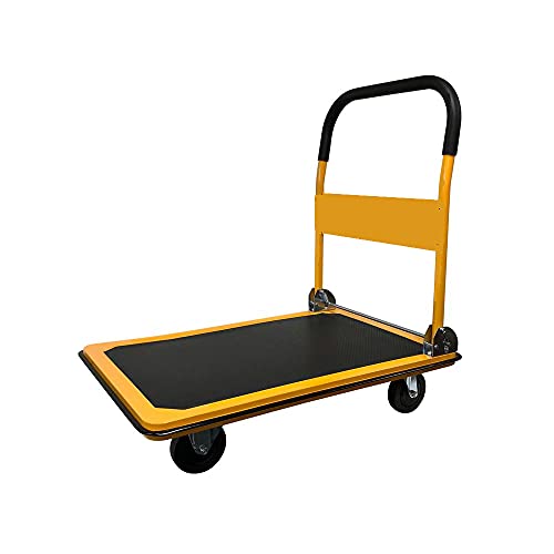 PrimeTrendz Push Cart Dolly Platform Cart | Moving Platform Hand Truck | Foldable for Easy Storage and 360 Degree Swivel Wheels | 330lb Weight Capacity