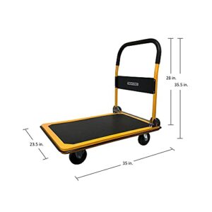 PrimeTrendz Push Cart Dolly Platform Cart | Moving Platform Hand Truck | Foldable for Easy Storage and 360 Degree Swivel Wheels | 330lb Weight Capacity