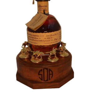 Personalized Laser Engraved Round Lighted Oak Cork Display fits Blanton's Bourbon Horse Cork Stoppers, Whiskey *Not made by or affiliated with Blanton's*