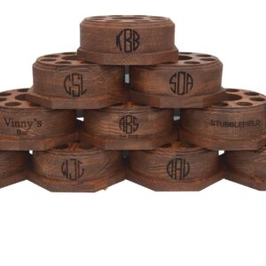 Personalized Laser Engraved Round Lighted Oak Cork Display fits Blanton's Bourbon Horse Cork Stoppers, Whiskey *Not made by or affiliated with Blanton's*