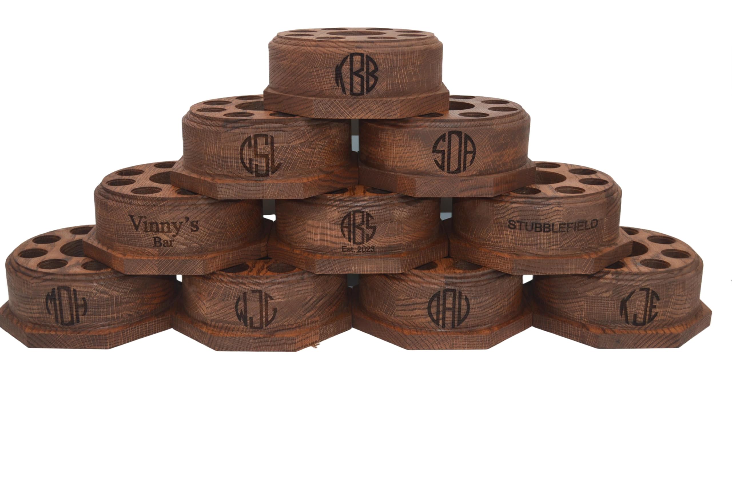 Personalized Laser Engraved Round Lighted Oak Cork Display fits Blanton's Bourbon Horse Cork Stoppers, Whiskey *Not made by or affiliated with Blanton's*