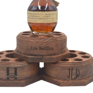 Personalized Laser Engraved Round Lighted Oak Cork Display fits Blanton's Bourbon Horse Cork Stoppers, Whiskey *Not made by or affiliated with Blanton's*