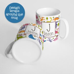 Kids Personalized Dinosaur Pattern Mug Customize with Child's Name, Lightweight Unbreakable Cup, Dishwasher Safe and BPA and Melamine Free