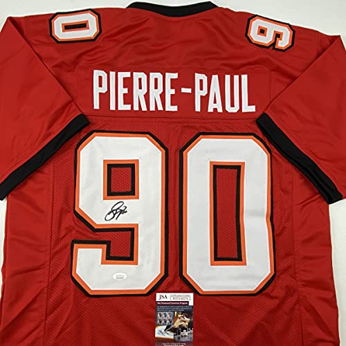 Autographed/Signed Jason Pierre-Paul Tampa Bay Red Football Jersey JSA COA