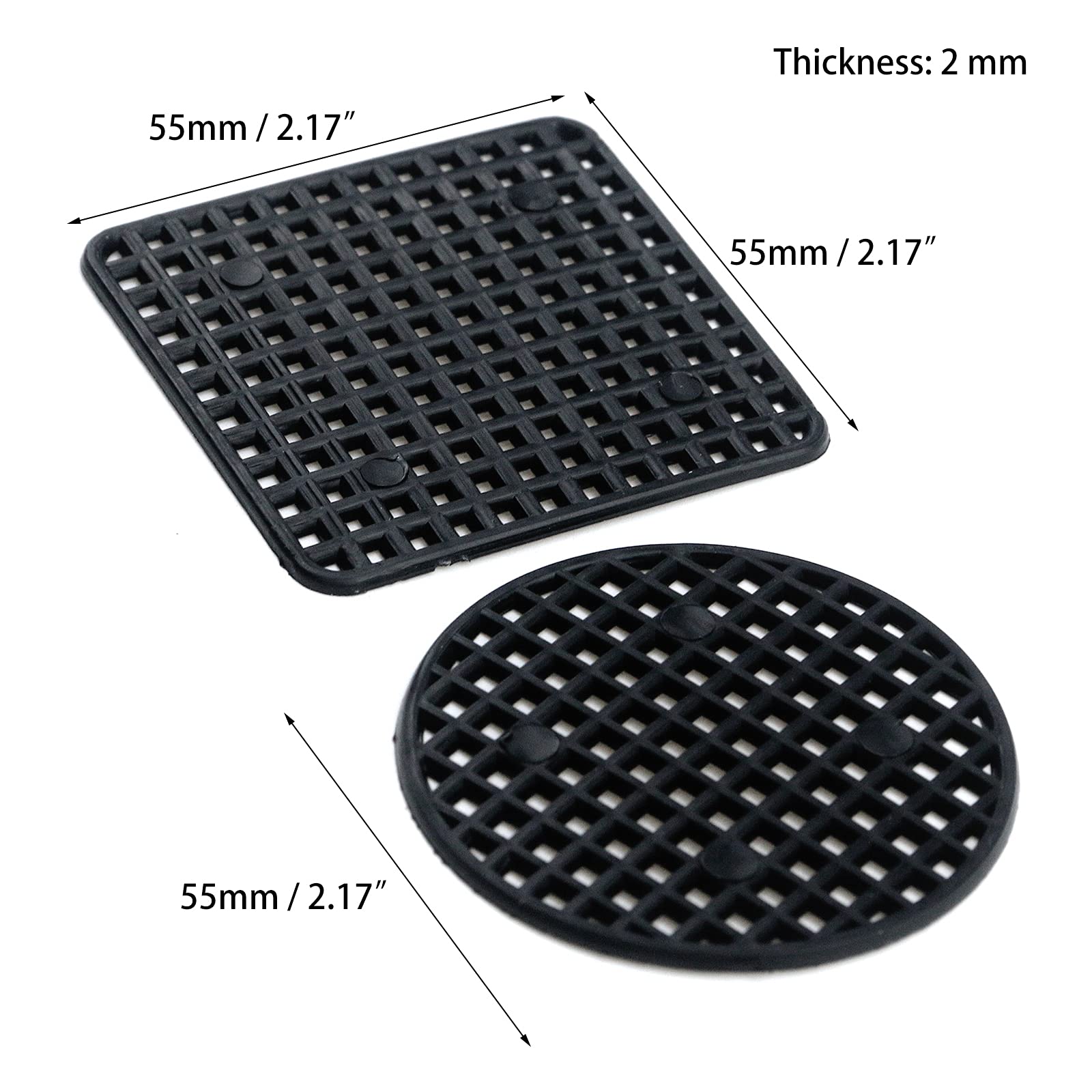 Risbay Flower Pot Hole Mesh Pad,40Pcs 2.17" Black Plastic Square/Round Flower Pot Hole Mesh Mat Plant Drainage Screens Gasket