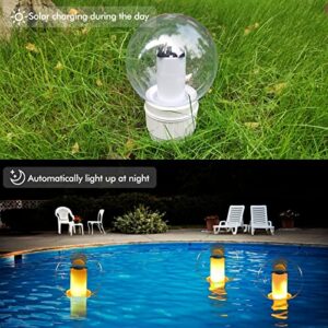 Pool Chlorine Floater with Solar Flame Light, Chlorine Dispenser for Pool, Spa Chemical Dispenser Large Capacity Floating Pool Chlorinator of 4x3” Chlorine Tablets Easy Opening,Chlorine Bromine Holder