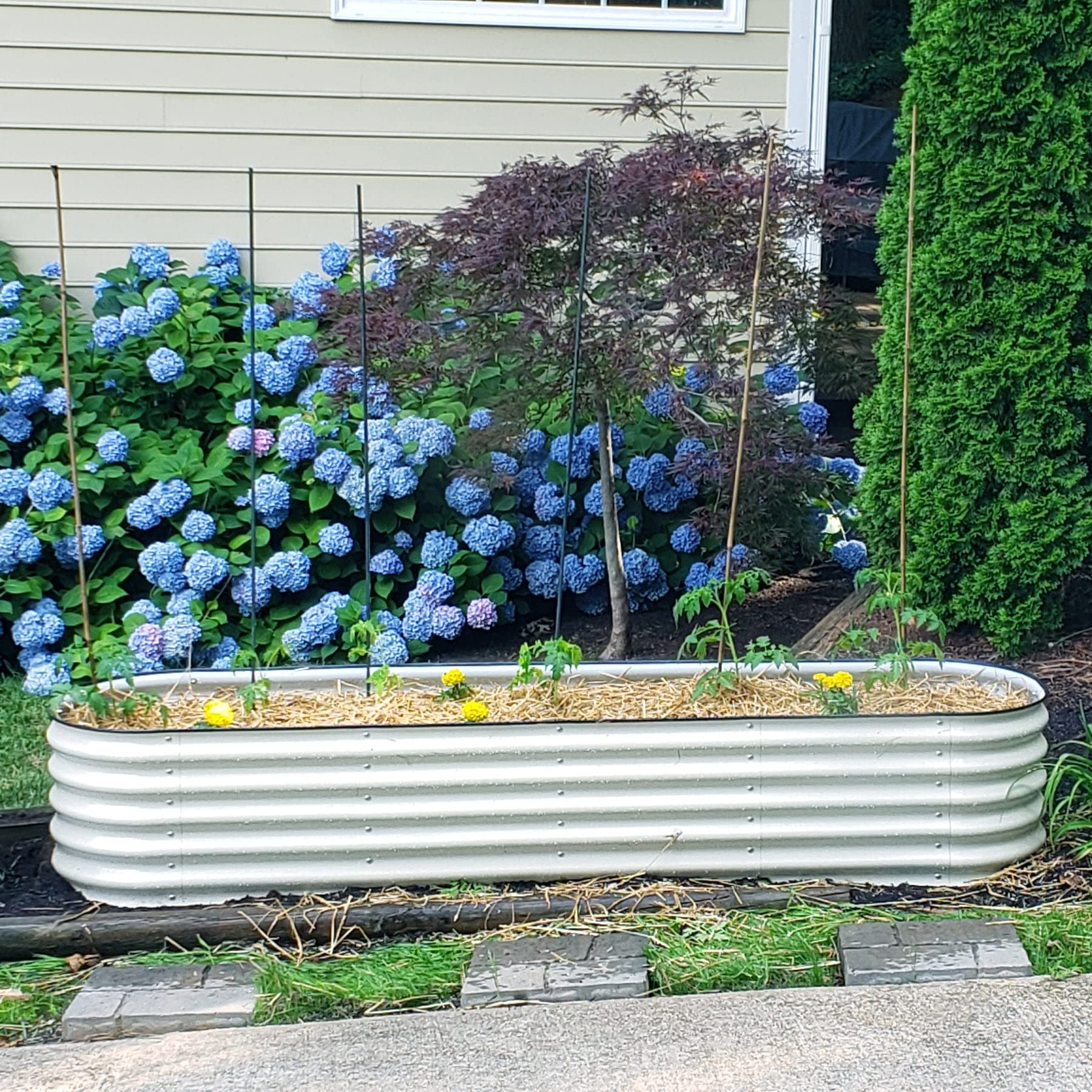Vego garden Raised Garden Bed Kits, 17" Tall 9 in 1 8ft X 2ft Metal Raised Planter Bed for Vegetables Flowers Ground Planter Box-Pearl White