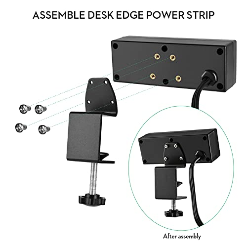 Desk Clamp Power Strip with USB Ports Desktop Mounted Power Outlets Table Edge Power Charging Station 6.56 FT Extension Power Cord for Home Office Conference UL/ETL Certificated