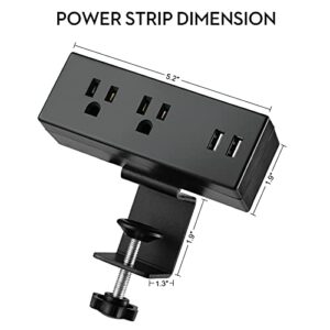 Desk Clamp Power Strip with USB Ports Desktop Mounted Power Outlets Table Edge Power Charging Station 6.56 FT Extension Power Cord for Home Office Conference UL/ETL Certificated