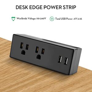 Desk Clamp Power Strip with USB Ports Desktop Mounted Power Outlets Table Edge Power Charging Station 6.56 FT Extension Power Cord for Home Office Conference UL/ETL Certificated