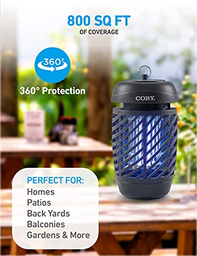 Coby Bug Zapper for Outdoor & Indoor, 10W, Covers 800 Sq. Feet, Non-Toxic, Chemical-Free, Black (CBZ1J6)
