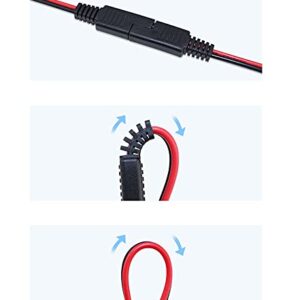 Halokny SAE Double Head with Dustproof and Waterproof Cover SAE Extension Cable, SAE Conversion Wirel 14AWG for SAE Plug of Automobile and Solar Panel (3Ft / 1M)