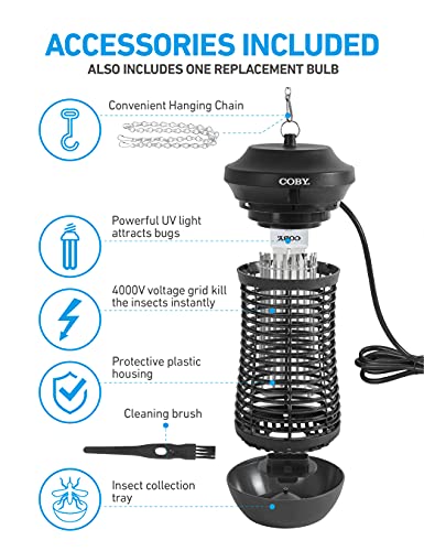 COBY Outdoor Bug Zapper 18W, Covers Half an Acre, Electric Bug Zapper