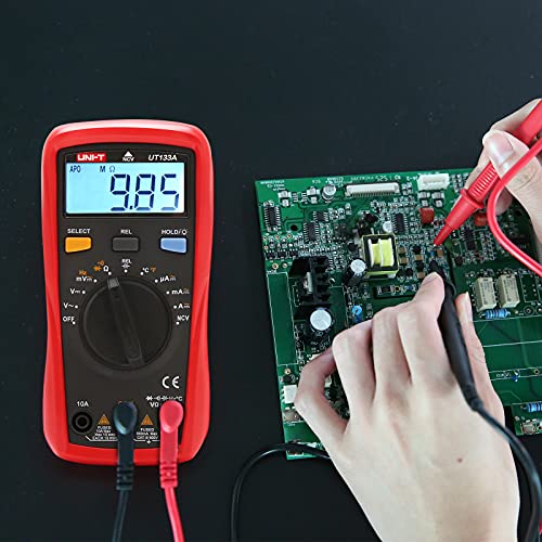 UNI-T Digital Multimeter Tester UT133A, AC DC Voltage Current Dmm Multimeter 6000 Counts Auto Ranging NCV Measures Volt Amp Ohm Capacitance Frequency Temperature, Continuity Diode Test, Palm Size
