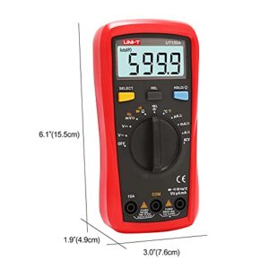 UNI-T Digital Multimeter Tester UT133A, AC DC Voltage Current Dmm Multimeter 6000 Counts Auto Ranging NCV Measures Volt Amp Ohm Capacitance Frequency Temperature, Continuity Diode Test, Palm Size