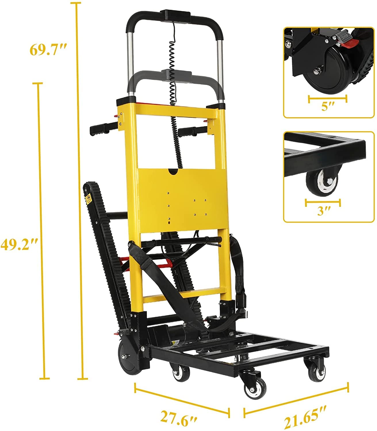 Electric Stair Climbing Hand Trucks Dolly Cart for Moving 441lb Capacity Heavy Duty Folding Stair Climber Cart Hand Trolley with 6 Wheels Motor Battery Powered for Furniture Family Logistics Warehouse
