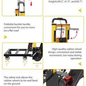 Electric Stair Climbing Hand Trucks Dolly Cart for Moving 441lb Capacity Heavy Duty Folding Stair Climber Cart Hand Trolley with 6 Wheels Motor Battery Powered for Furniture Family Logistics Warehouse