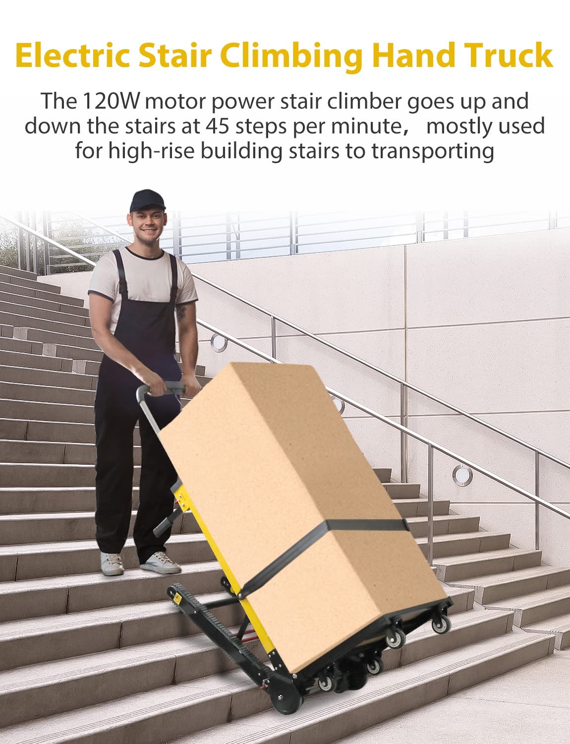 Electric Stair Climbing Hand Trucks Dolly Cart for Moving 441lb Capacity Heavy Duty Folding Stair Climber Cart Hand Trolley with 6 Wheels Motor Battery Powered for Furniture Family Logistics Warehouse